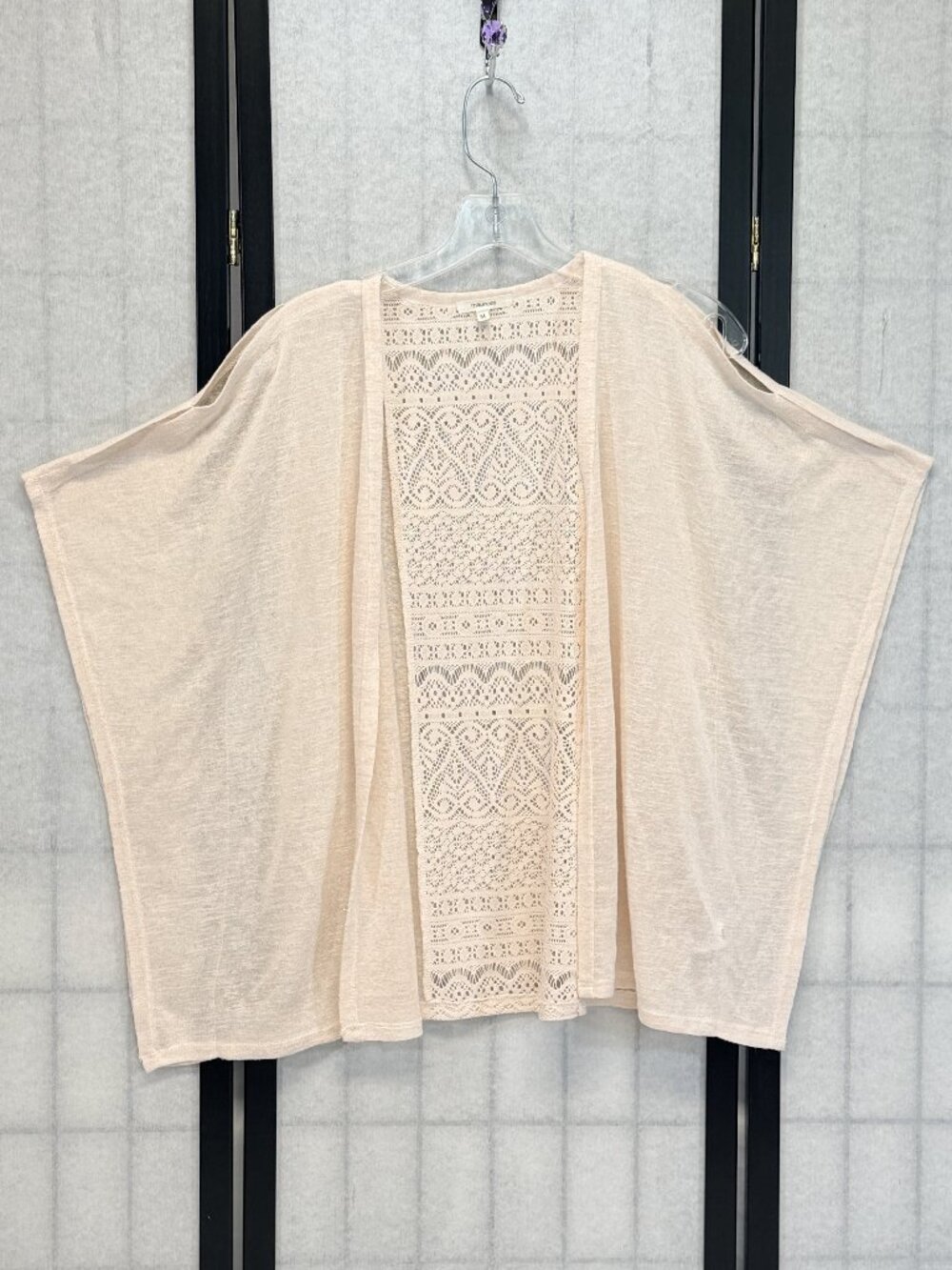 Maurices Blush Serape Side Knit Cardigan Vest M Lace Back Drop Slit Shoulders